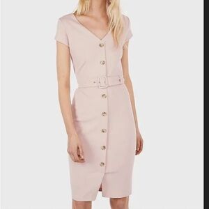 Express Belted Button Front Sheath Dress, Size XS